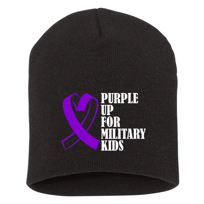 Purple Up For Military Kids Ribbon Short Acrylic Beanie