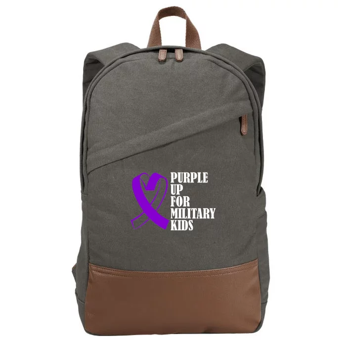 Purple Up For Military Kids Ribbon Cotton Canvas Backpack