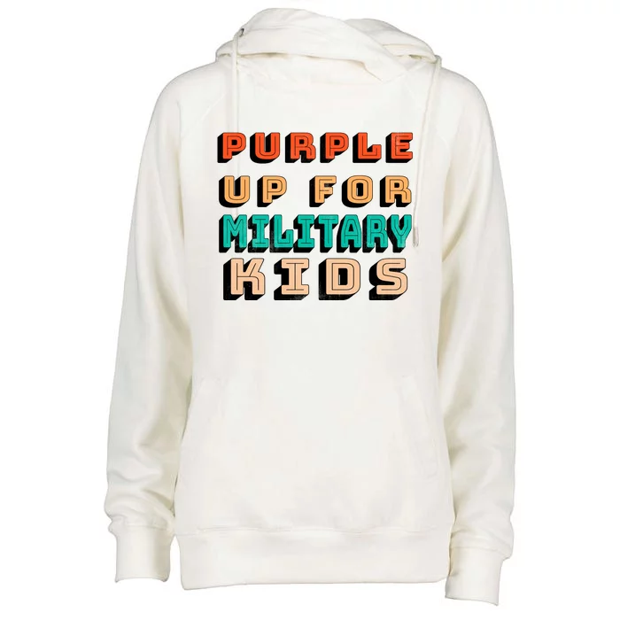 Purple Up For Military Kids Support Womens Funnel Neck Pullover Hood