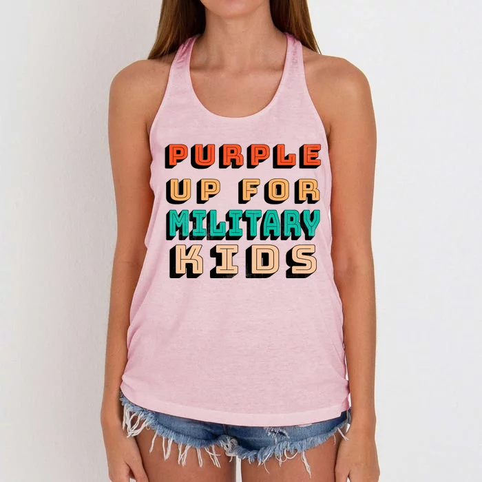 Purple Up For Military Kids Support Women's Knotted Racerback Tank