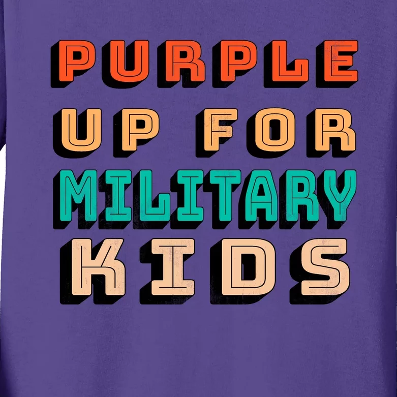 Purple Up For Military Kids Support Kids Long Sleeve Shirt