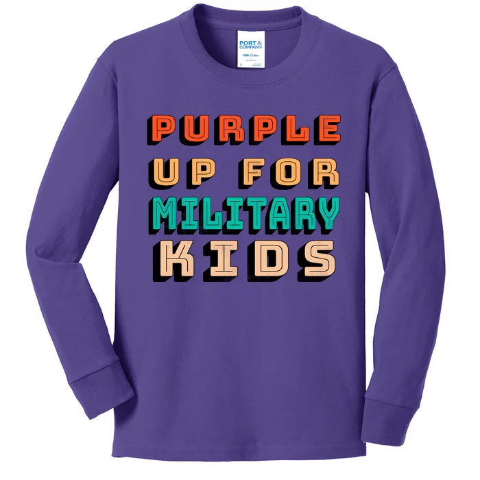 Purple Up For Military Kids Support Kids Long Sleeve Shirt