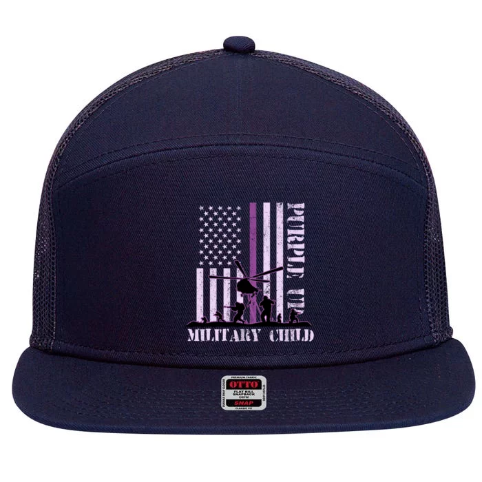 Purple Up Military Child 7 Panel Mesh Trucker Snapback Hat