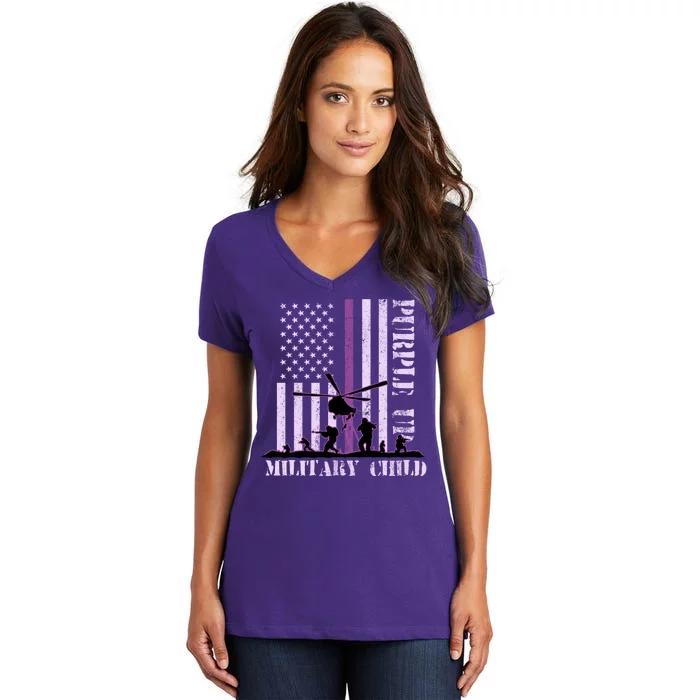 Purple Up Military Child Women's V-Neck T-Shirt