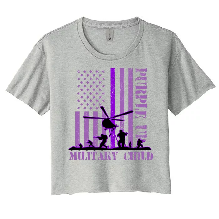 Purple Up Military Child Women's Crop Top Tee