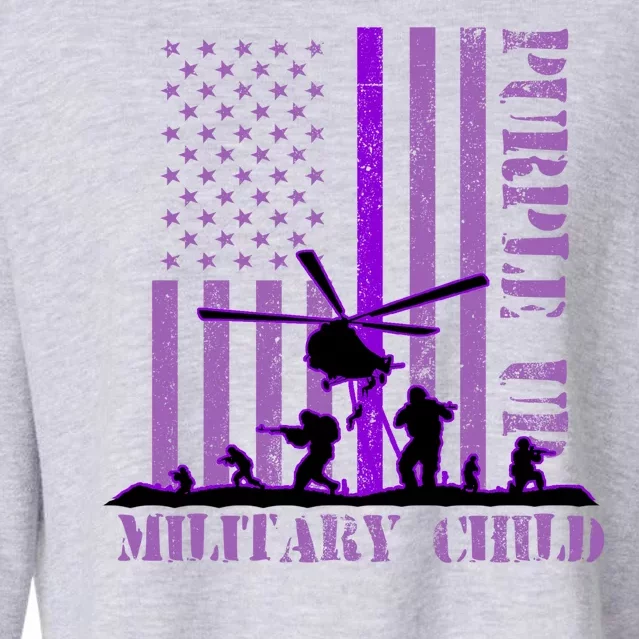 Purple Up Military Child Cropped Pullover Crew