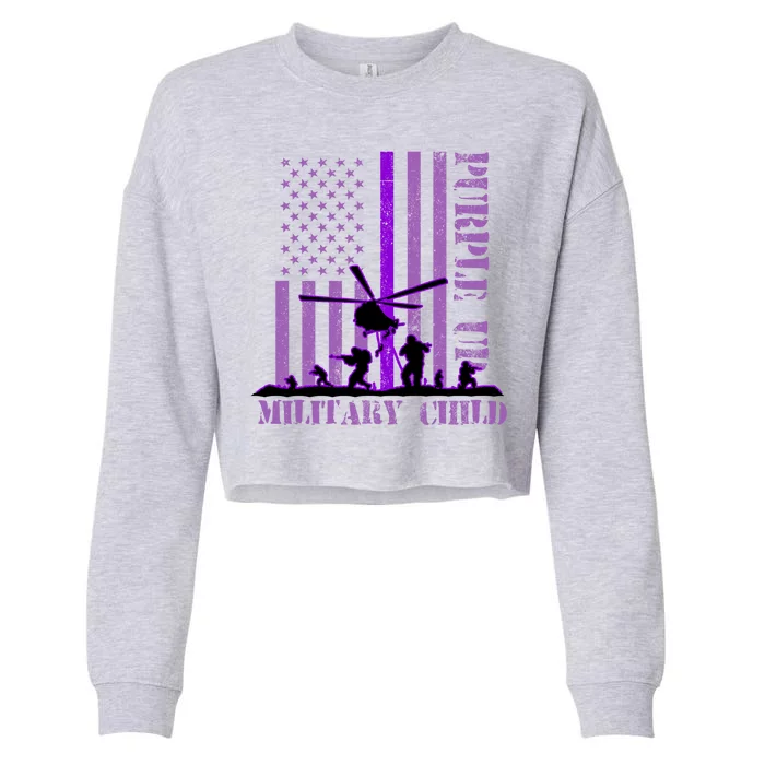 Purple Up Military Child Cropped Pullover Crew