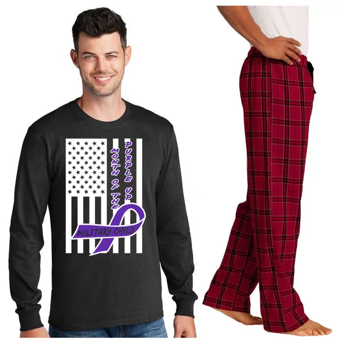 Purple Up Month Military Child Awareness Flag Long Sleeve Pajama Set