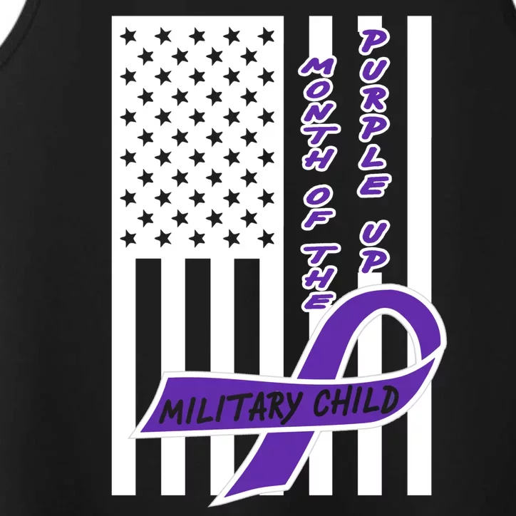 Purple Up Month Military Child Awareness Flag Performance Tank