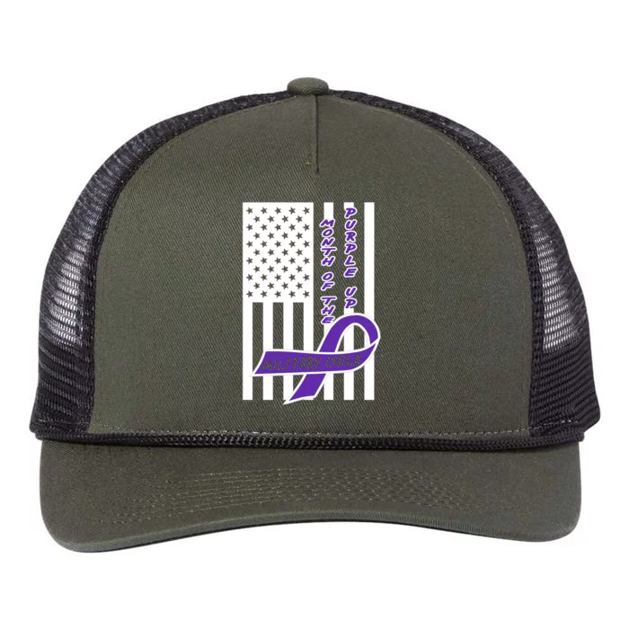 Purple Up Month Military Child Awareness Flag Retro Rope Trucker Hat Cap