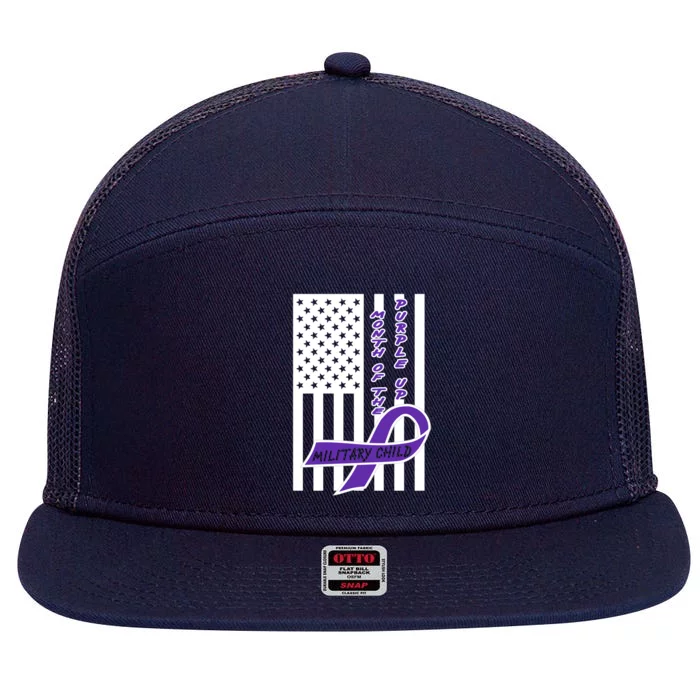 Purple Up Month Military Child Awareness Flag 7 Panel Mesh Trucker Snapback Hat