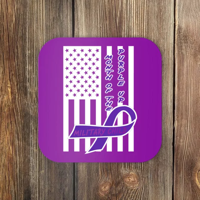 Purple Up Month Military Child Awareness Flag Coaster