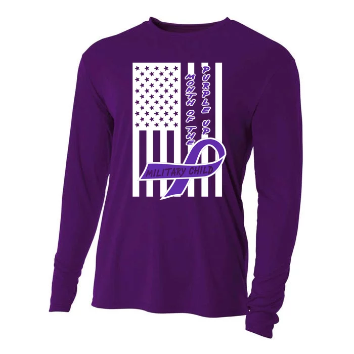 Purple Up Month Military Child Awareness Flag Cooling Performance Long Sleeve Crew