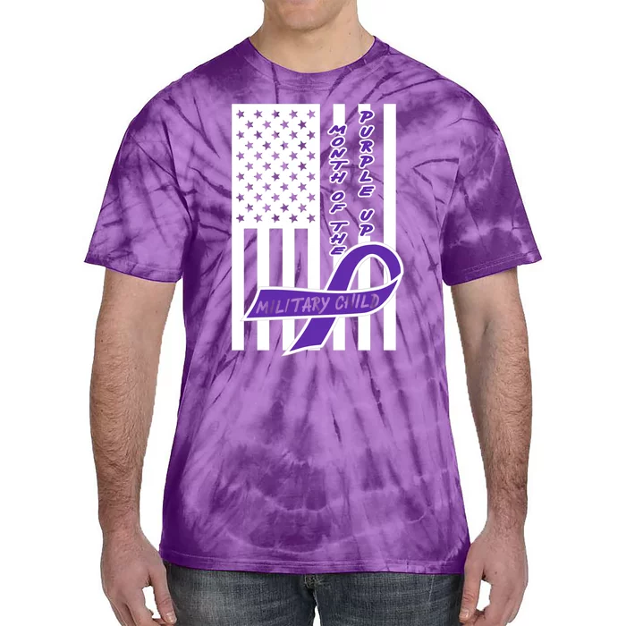 Purple Up Month Military Child Awareness Flag Tie-Dye T-Shirt