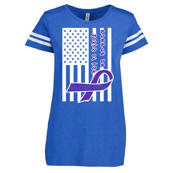 Purple Up Month Military Child Awareness Flag Enza Ladies Jersey Football T-Shirt