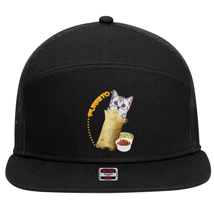 Purrito Cat In A Burrito 7 Panel Mesh Trucker Snapback Hat