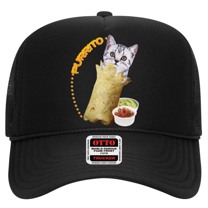 Purrito Cat In A Burrito High Crown Mesh Trucker Hat