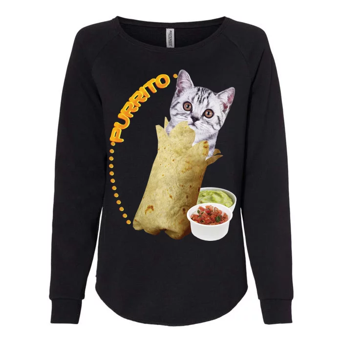 Purrito Cat In A Burrito Womens California Wash Sweatshirt