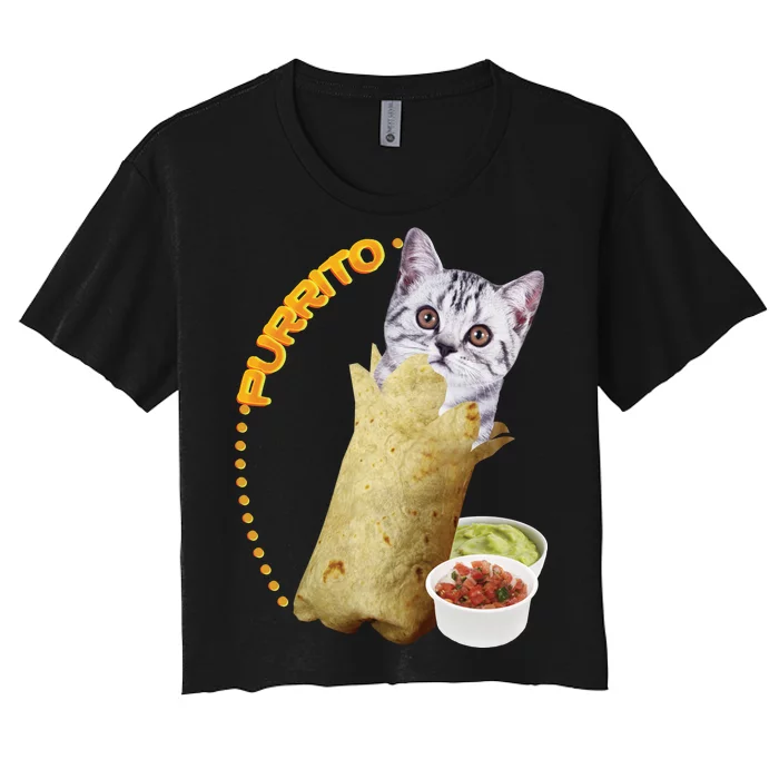 Purrito Cat In A Burrito Women's Crop Top Tee