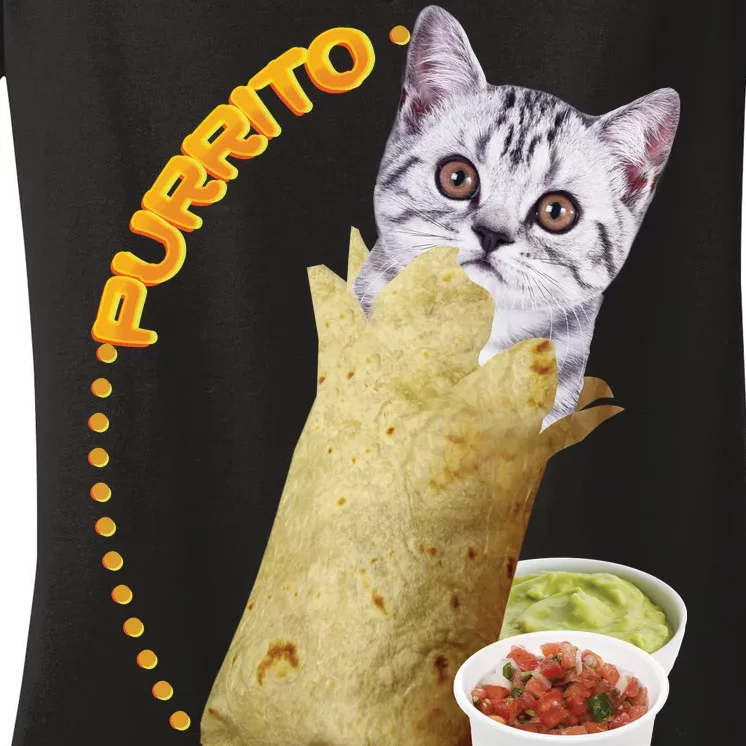 Purrito Cat In A Burrito Women's V-Neck T-Shirt