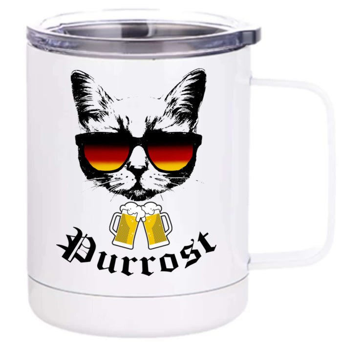 Purrost Cat Funny Oktoberfest Front & Back 12oz Stainless Steel Tumbler Cup