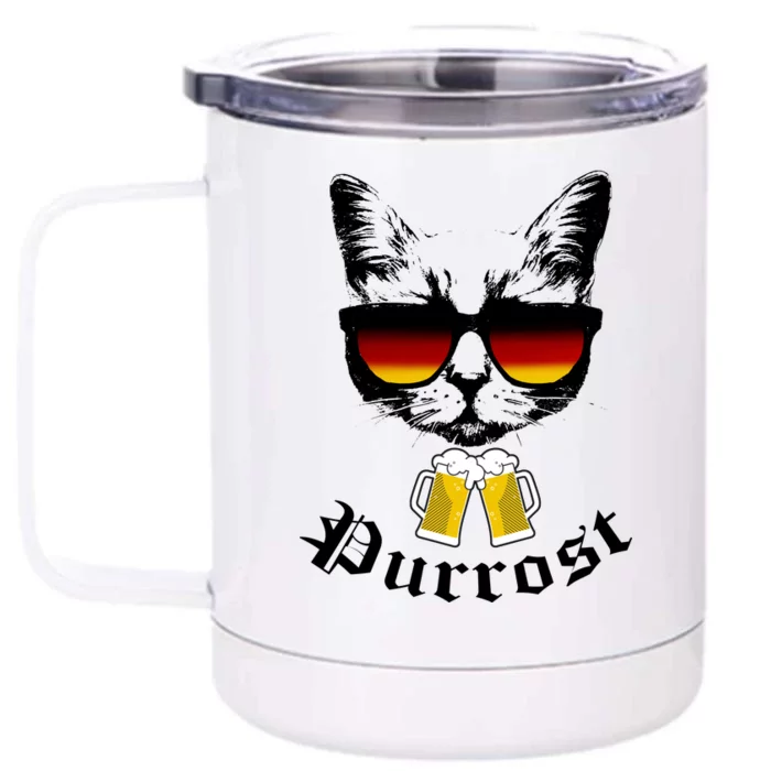 Purrost Cat Funny Oktoberfest Front & Back 12oz Stainless Steel Tumbler Cup