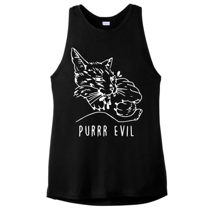 Purrr Evil Funny Cat Ladies Tri-Blend Wicking Tank