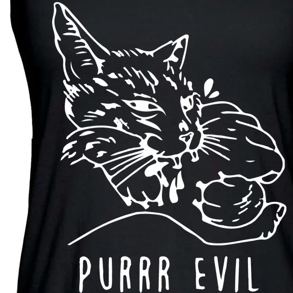 Purrr Evil Funny Cat Ladies Essential Flowy Tank