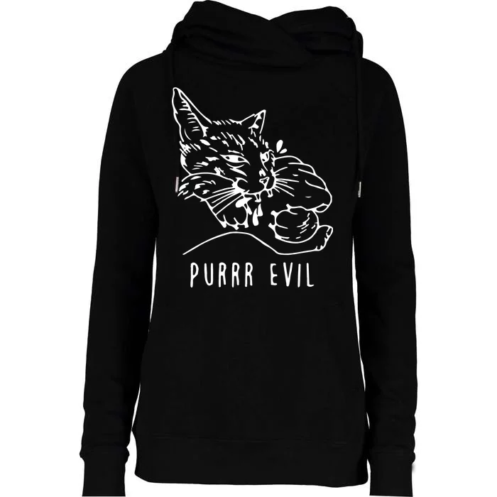 Purrr Evil Funny Cat Womens Funnel Neck Pullover Hood