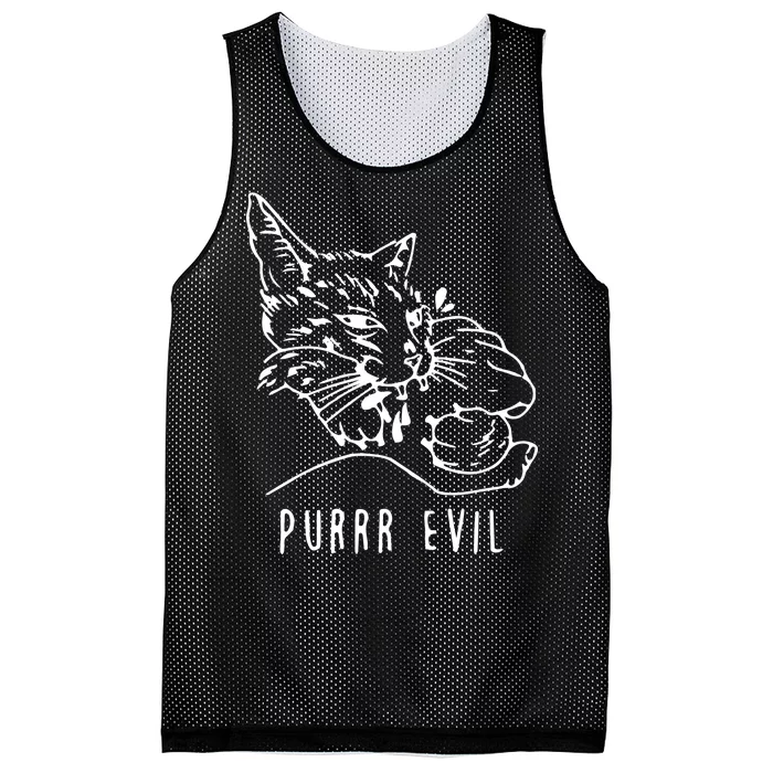 Purrr Evil Funny Cat Mesh Reversible Basketball Jersey Tank