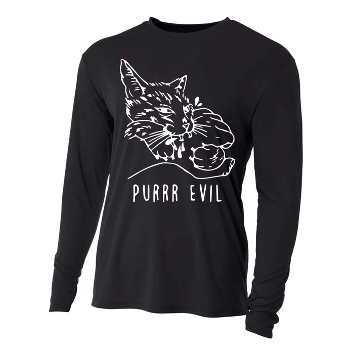 Purrr Evil Funny Cat Cooling Performance Long Sleeve Crew