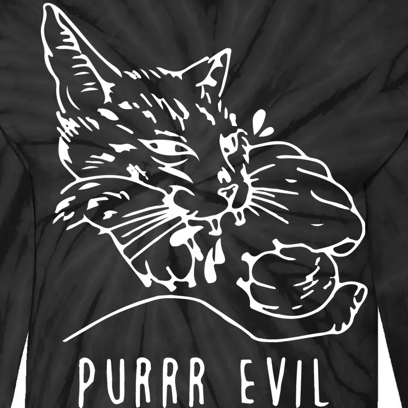 Purrr Evil Funny Cat Tie-Dye Long Sleeve Shirt