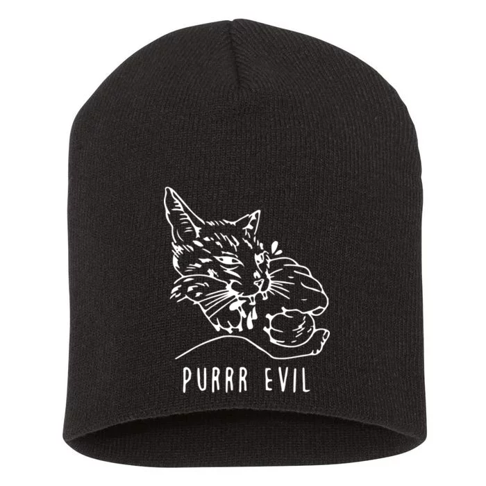 Purrr Evil Funny Cat Short Acrylic Beanie