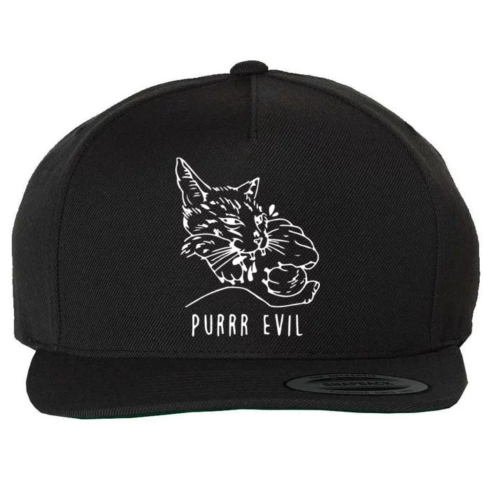 Purrr Evil Funny Cat Wool Snapback Cap