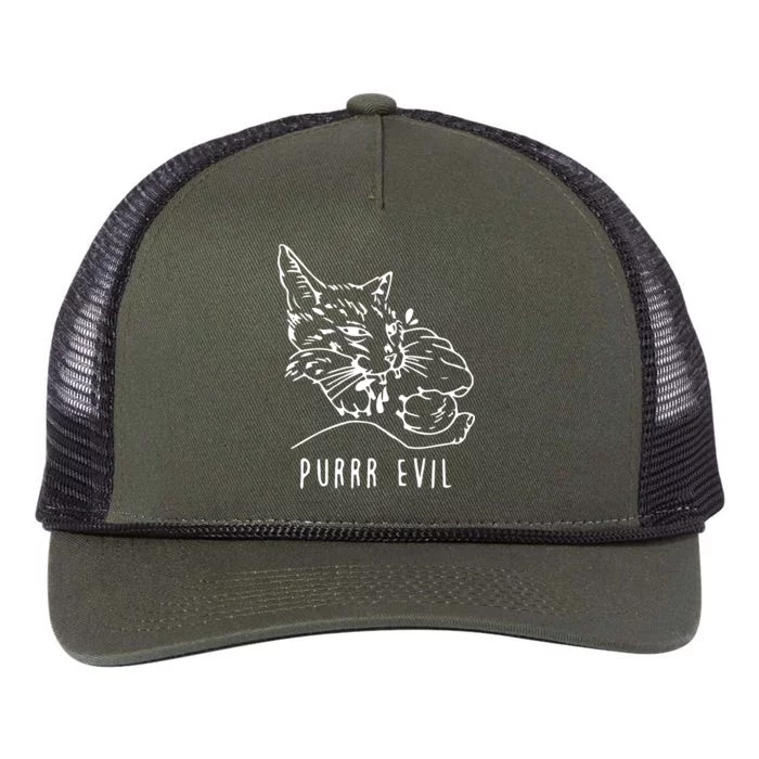 Purrr Evil Funny Cat Retro Rope Trucker Hat Cap