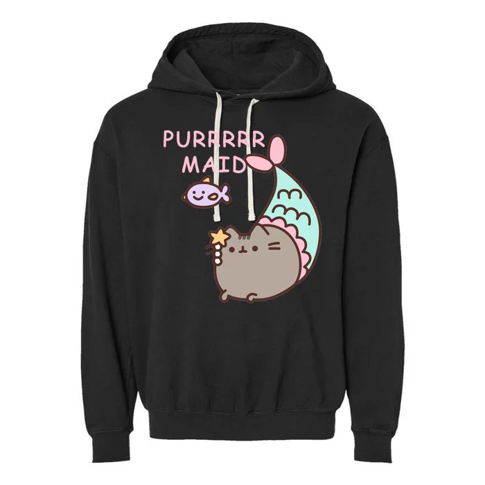 Purrrrr Maid Funny Cute Cat Mermaid Garment-Dyed Fleece Hoodie