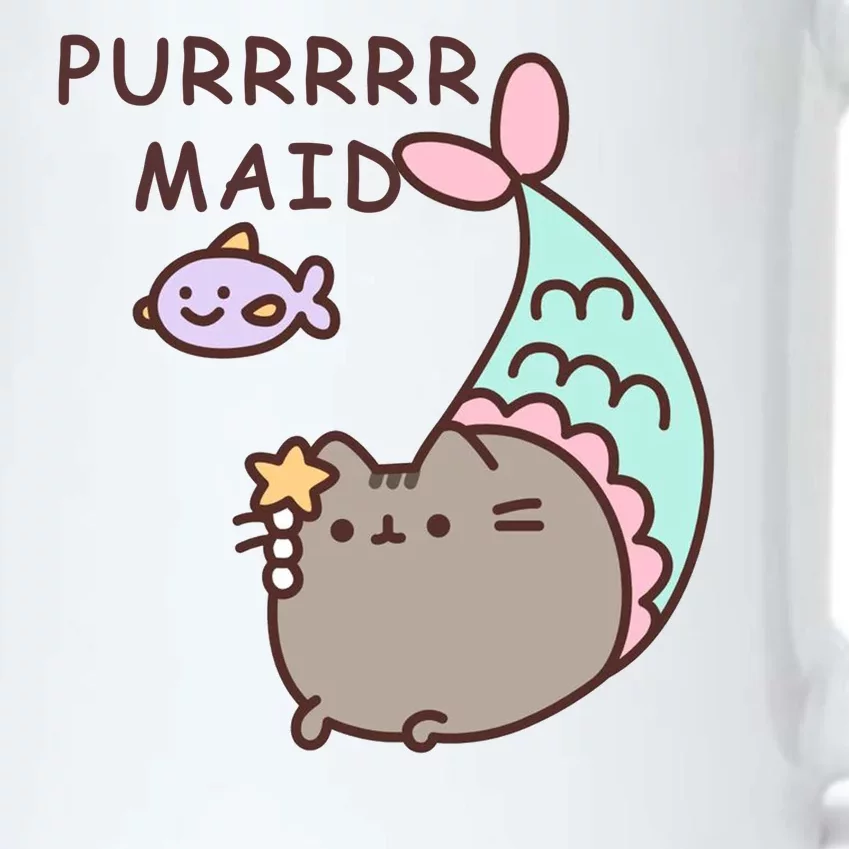 Purrrrr Maid Funny Cute Cat Mermaid Black Color Changing Mug