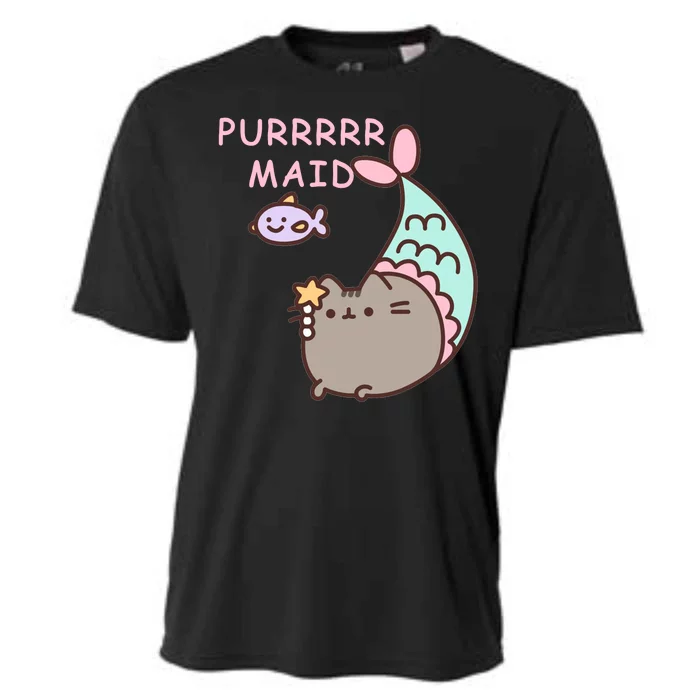 Purrrrr Maid Funny Cute Cat Mermaid Cooling Performance Crew T-Shirt