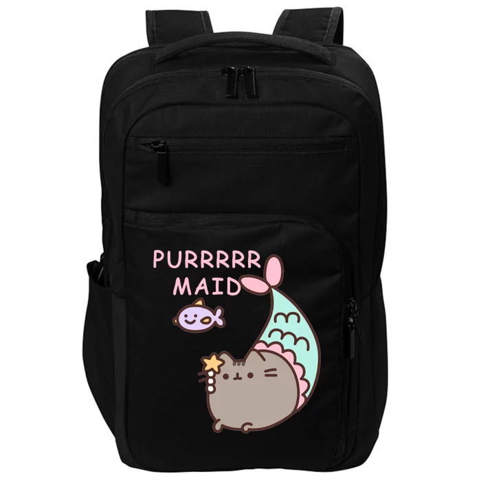 Purrrrr Maid Funny Cute Cat Mermaid Impact Tech Backpack