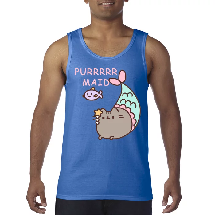 Purrrrr Maid Funny Cute Cat Mermaid Tank Top