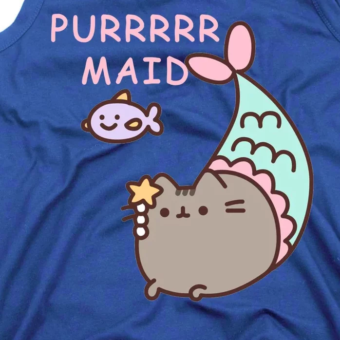 Purrrrr Maid Funny Cute Cat Mermaid Tank Top