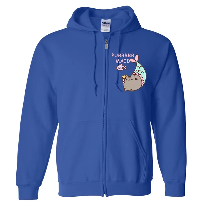 Purrrrr Maid Funny Cute Cat Mermaid Full Zip Hoodie