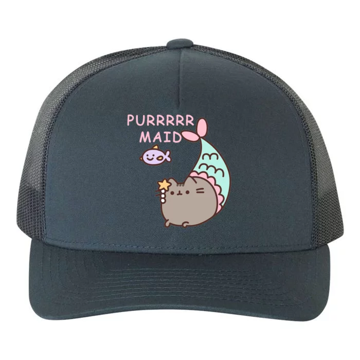 Purrrrr Maid Funny Cute Cat Mermaid Yupoong Adult 5-Panel Trucker Hat