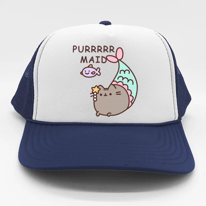 Purrrrr Maid Funny Cute Cat Mermaid Trucker Hat