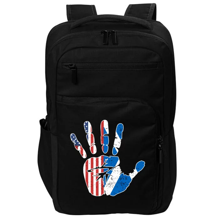 Proud Usa Scotland Handprint Flag American Scottish Heritage Meaningful Gift Impact Tech Backpack