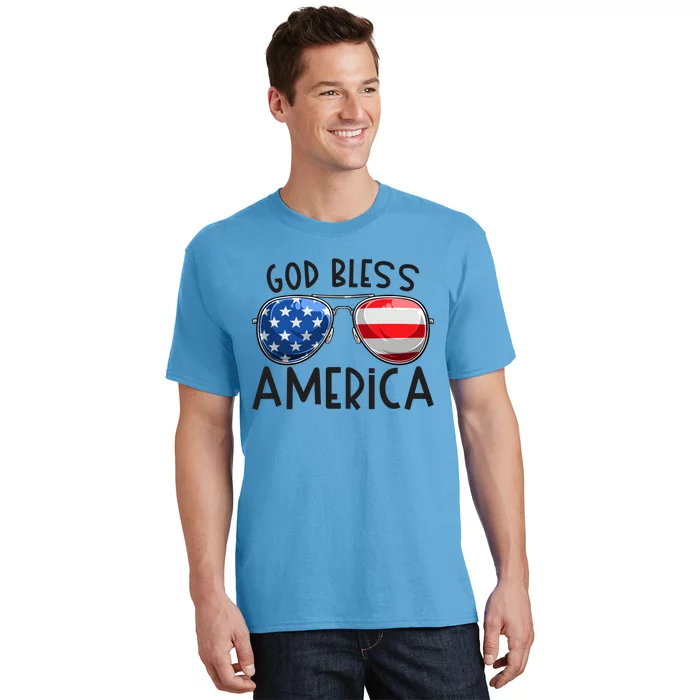 Patriotic Usa Sunglasses 4th Of July Retro God Bless America Great Gift T-Shirt