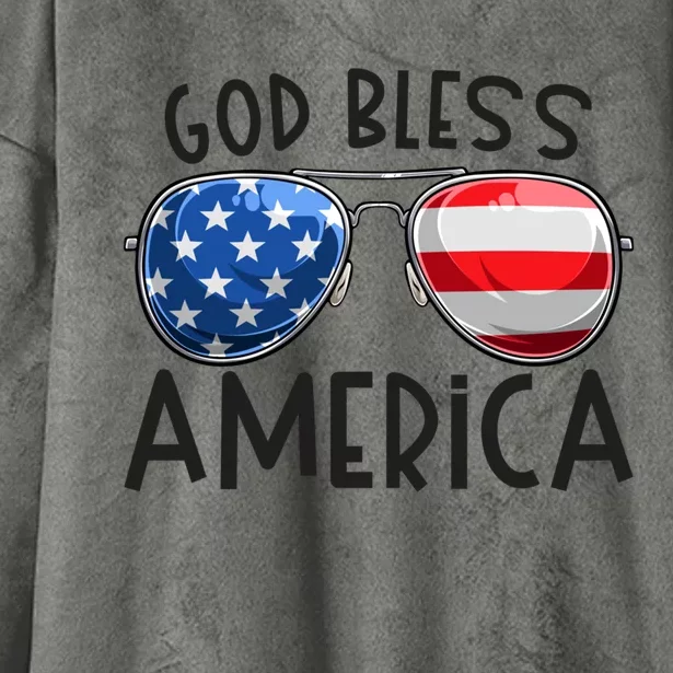 Patriotic Usa Sunglasses 4th Of July Retro God Bless America Great Gift Hooded Wearable Blanket