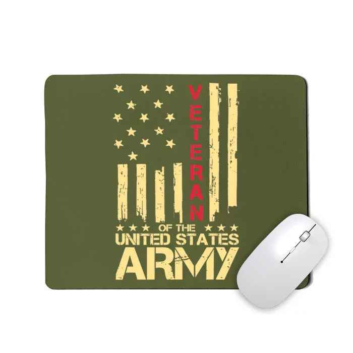 Patriotic U S Army Veteran Red Line American Flag Vintage Mousepad