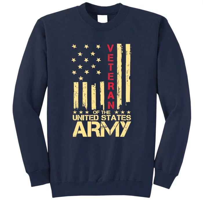 Patriotic U S Army Veteran Red Line American Flag Vintage Tall Sweatshirt