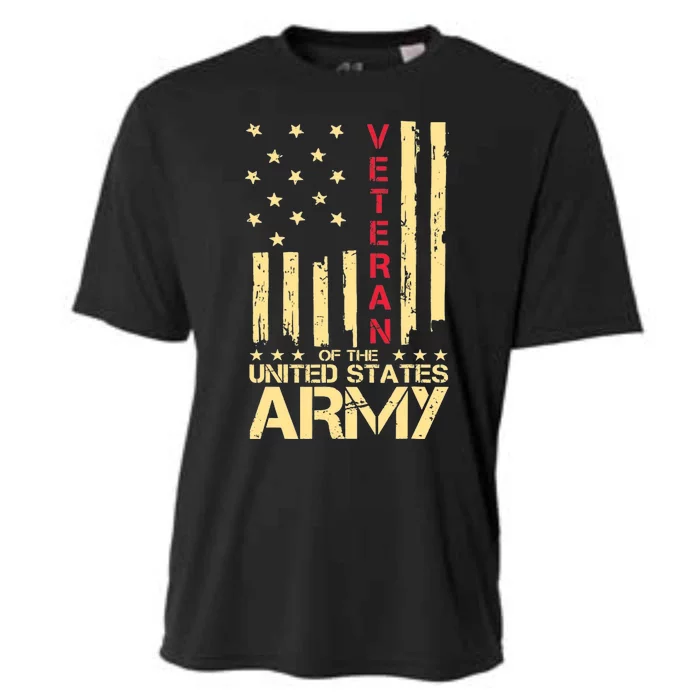 Patriotic U S Army Veteran Red Line American Flag Vintage Cooling Performance Crew T-Shirt